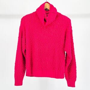 80s Hot Pink Herald House Nubby Long Sleeve Turtleneck Sweater Size L